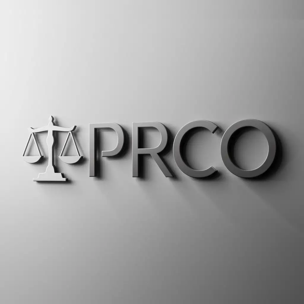 a logo design,with the text "prco", main symbol:weighing scale,Moderate,be used in Legal industry,clear background