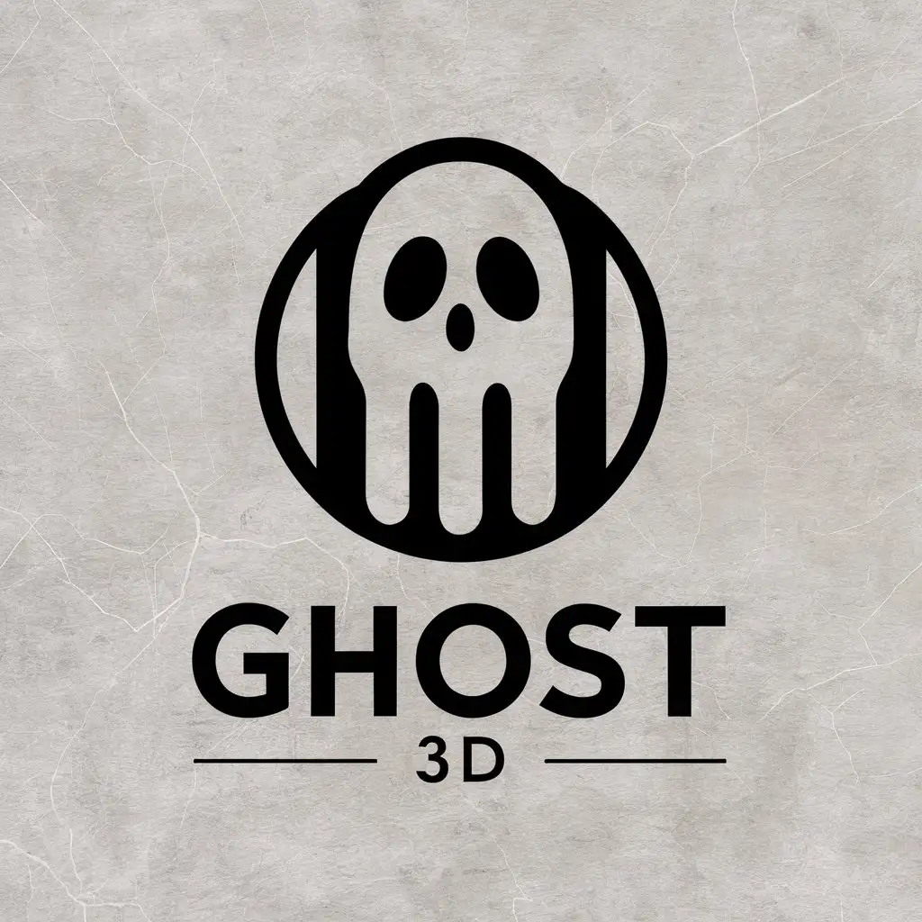 LOGO Design For GHOST 3D Modern Ghost Symbol on Clear Background