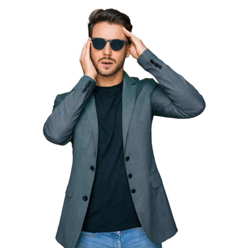 Realistic-PNG-Image-of-a-Man-Scratching-His-Head-with-Black-Shade-Glasses