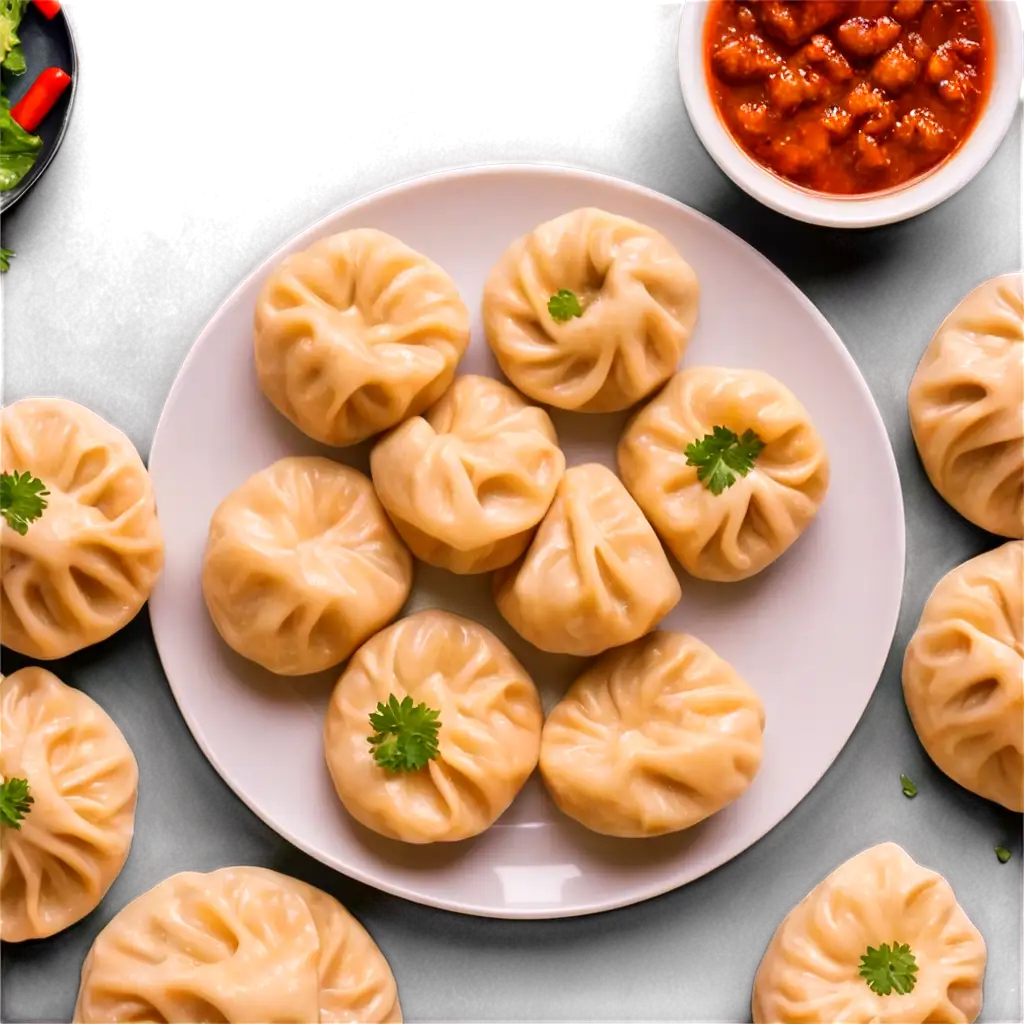 a plate of momos from top look