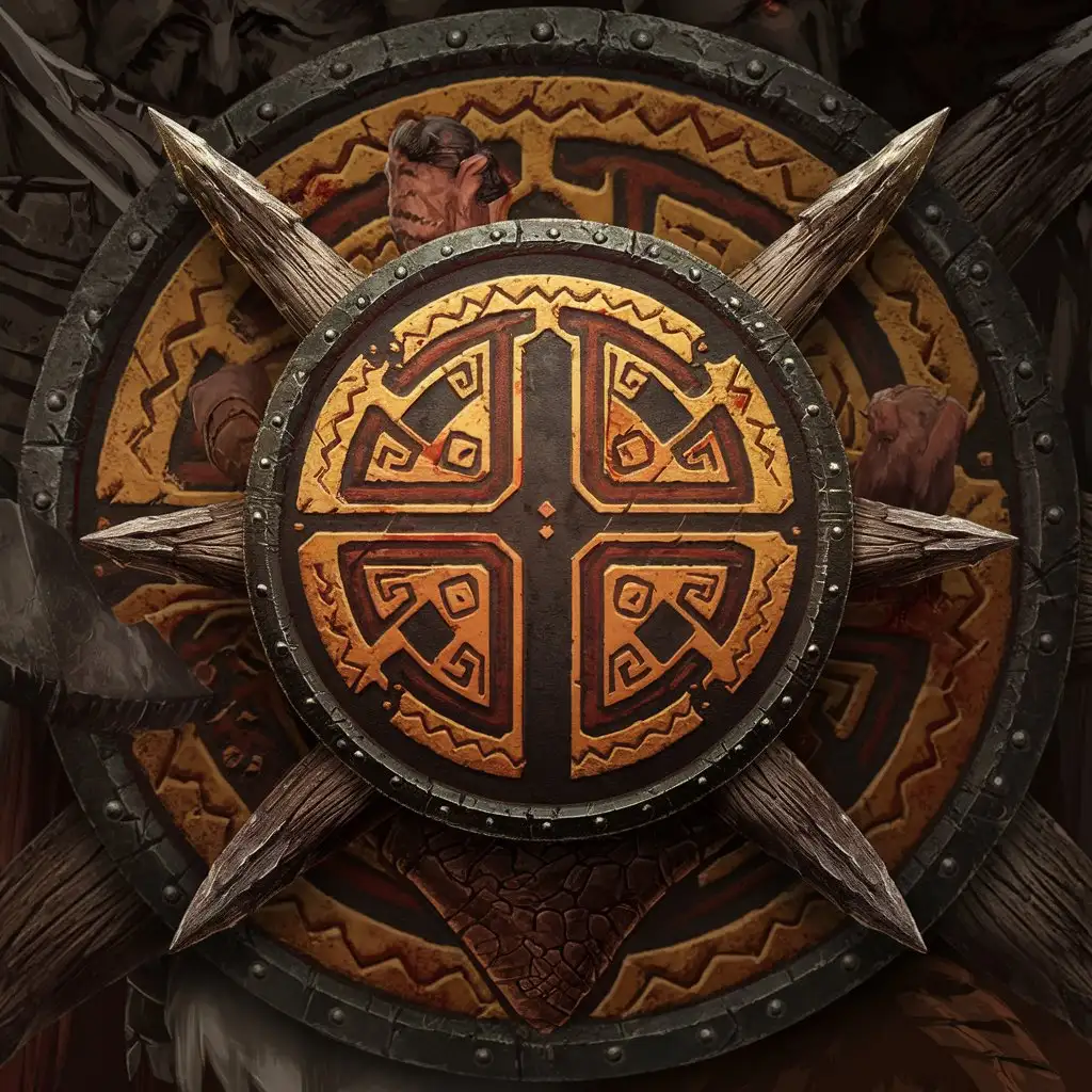 Fantasy Orc Clan Tribal Logo Crest with Shaman Shield