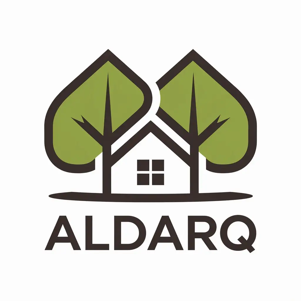 LOGO Design for aldARQ Vector Design with Two Trees and House Symbol for the Construction Industry