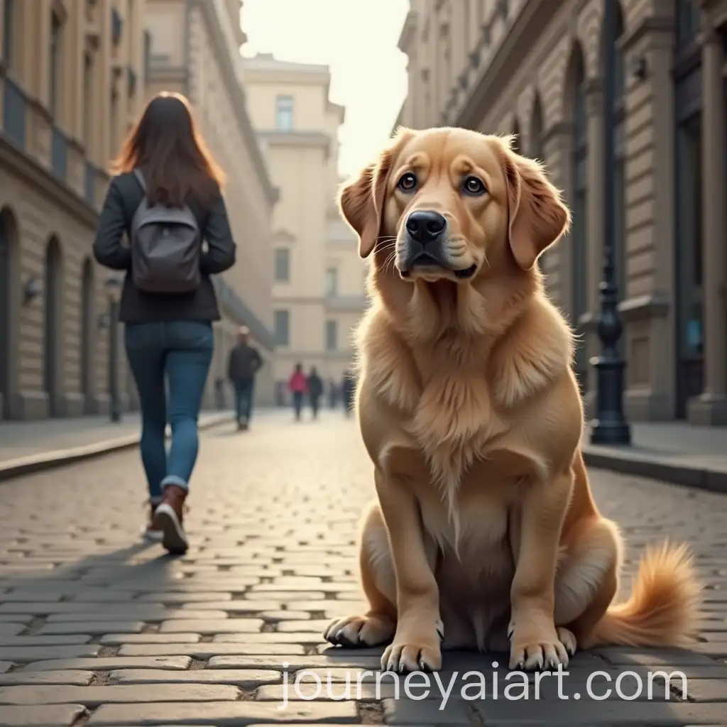 Big-Dog-Watching-Person-with-Surprised-Eyes-on-the-Street