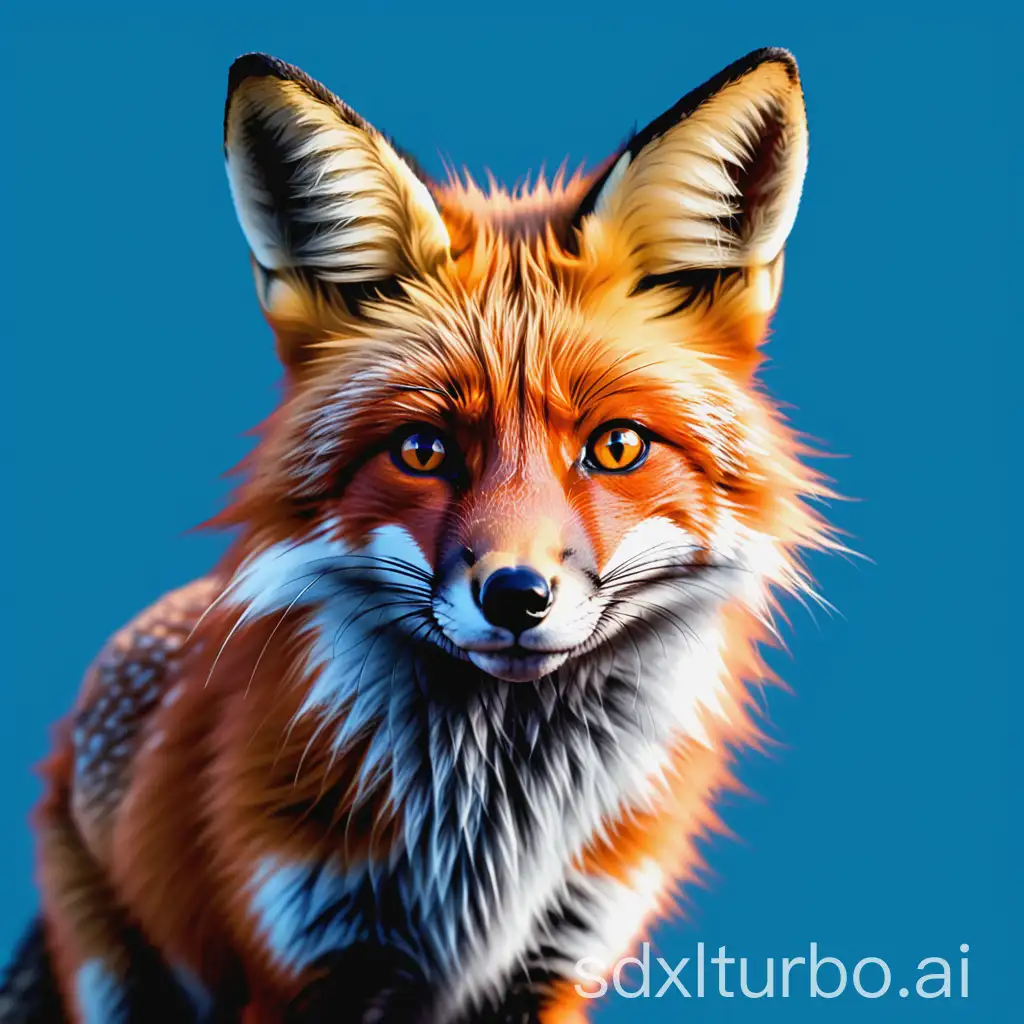 A fox on a simple blue background digital art