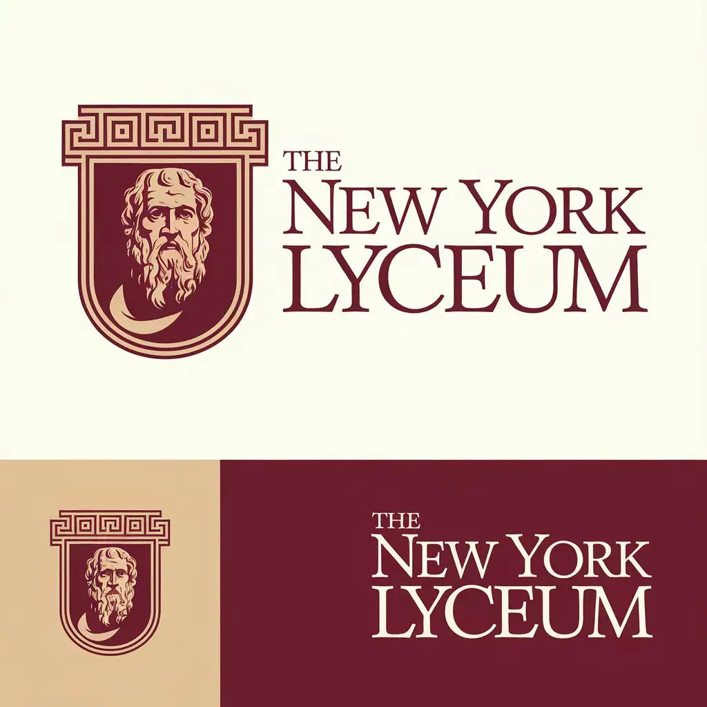 LOGO Design for The New York Lyceum Classic Shield or Circle with Maroon Cream SocratesInspired Graphics