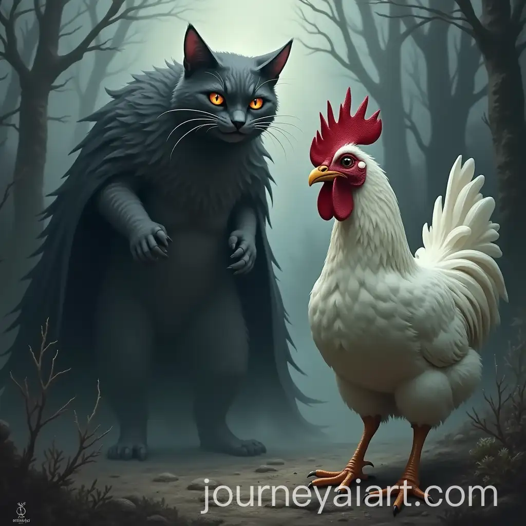 Epic-Showdown-Giant-Gray-Cat-and-Enormous-White-Chicken-Confront-Dracula