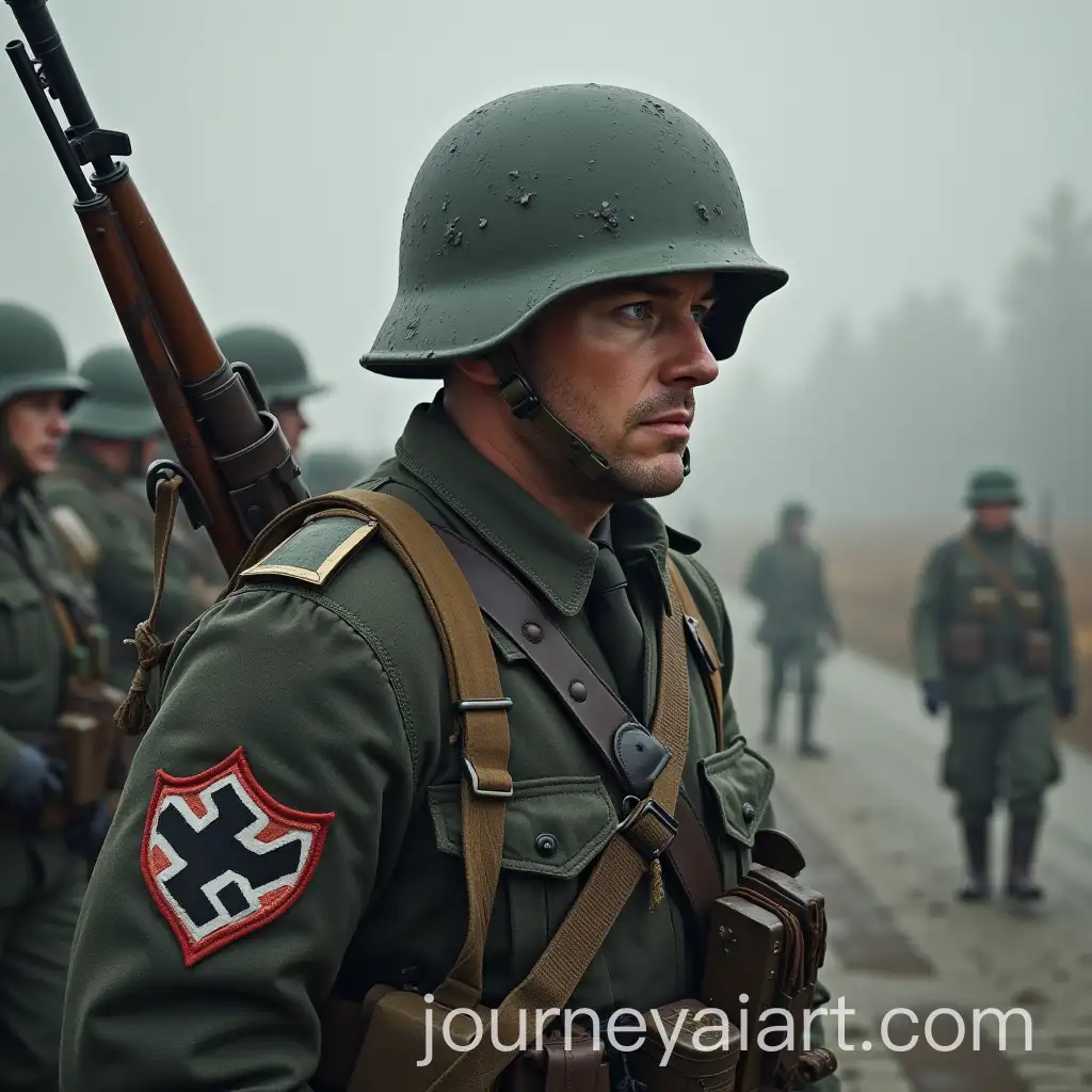 German-Soldier-from-World-War-II-Standing-at-Attention