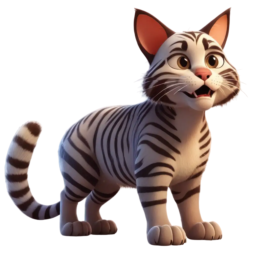 a 2d cartoon wildcat pixar style