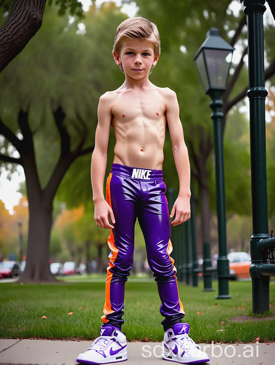 Confident-Athletic-EightYearOld-Boy-in-Nike-Apparel-Showing-Off-Abs-at-the-Park