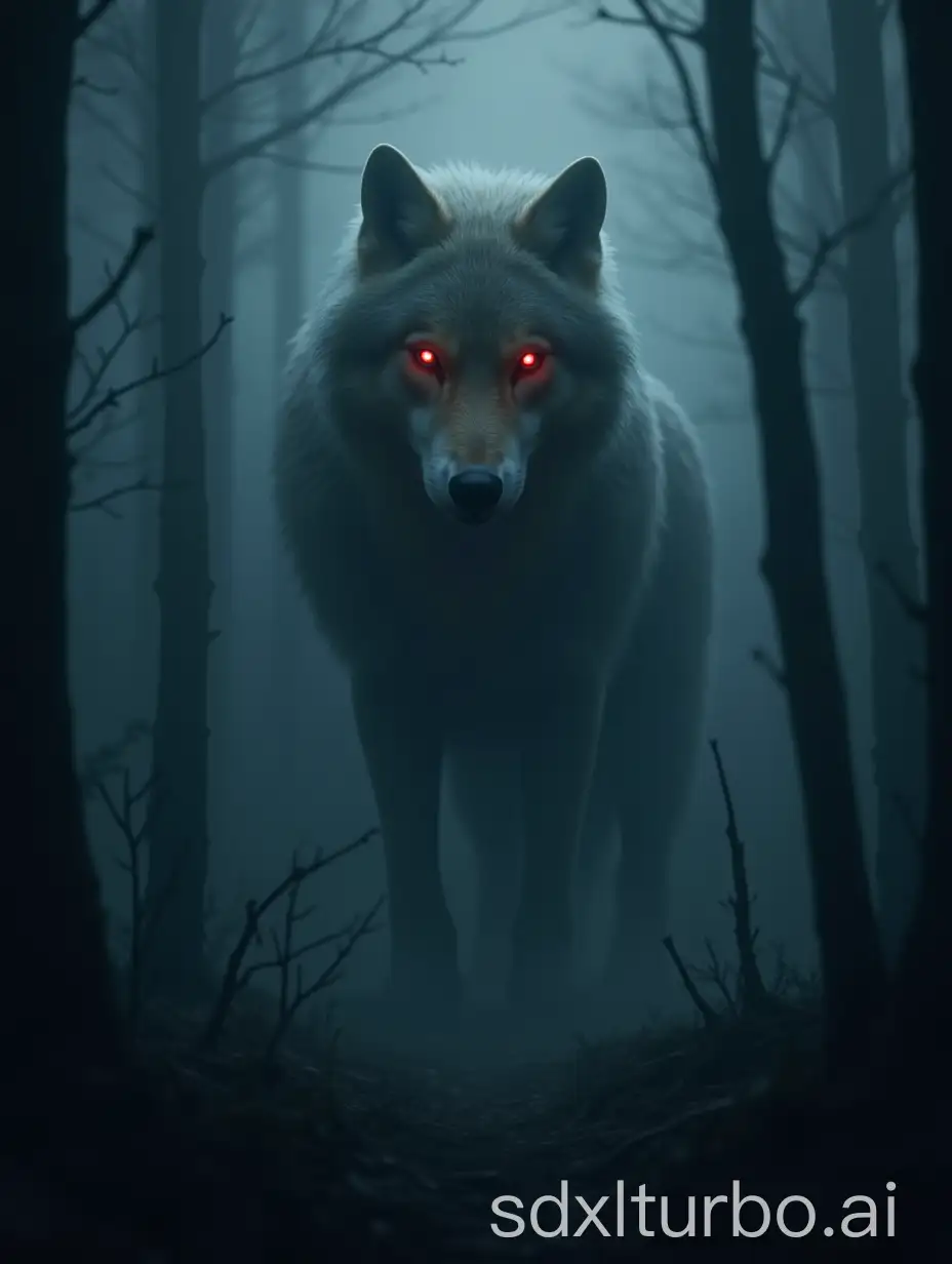 Misty-Forest-Encounter-Sinister-Wolf-with-Burning-Red-Eyes