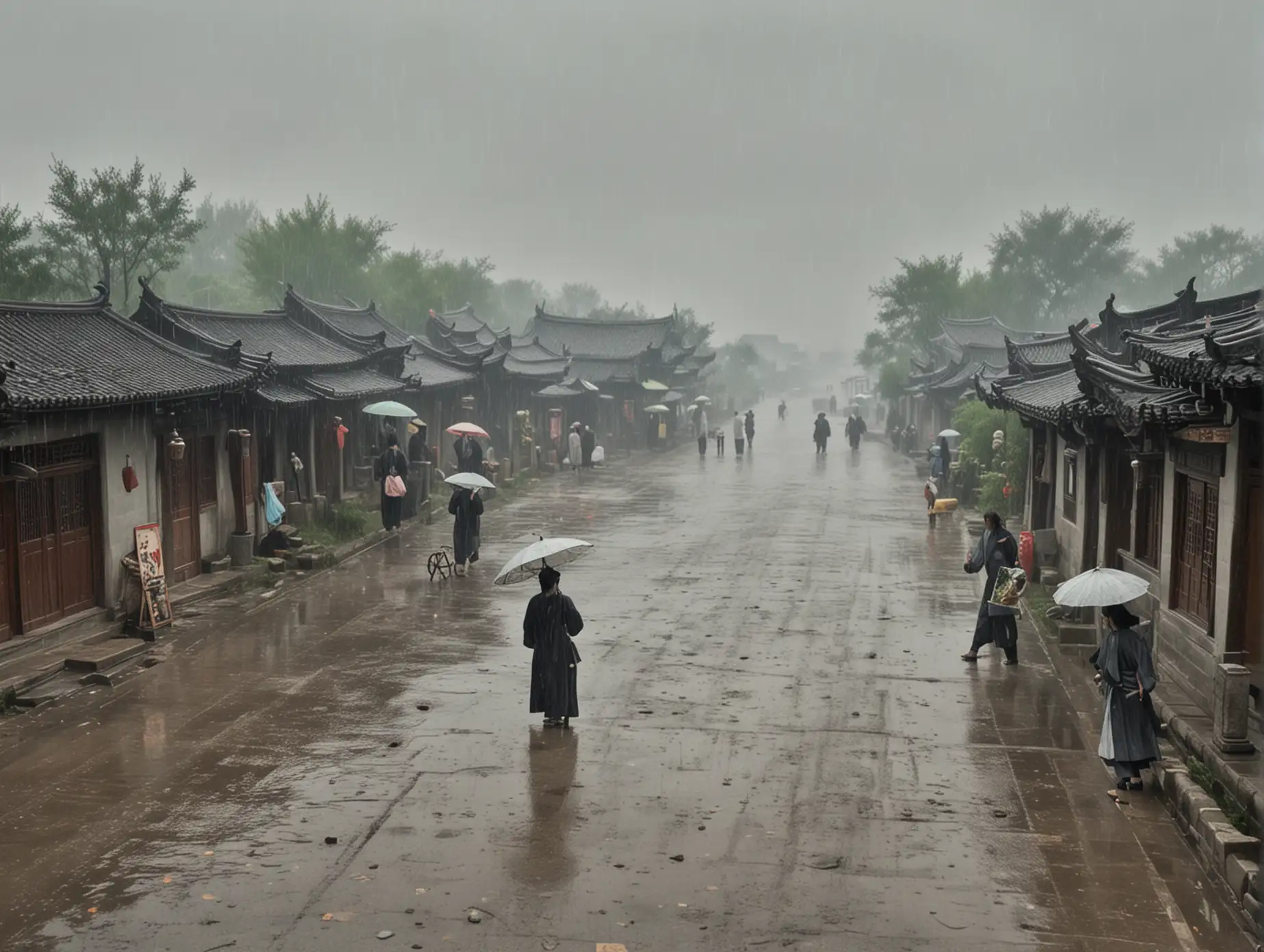 Qingming time, rain whirling, people on the road want to break their spirits. Ancient scenery