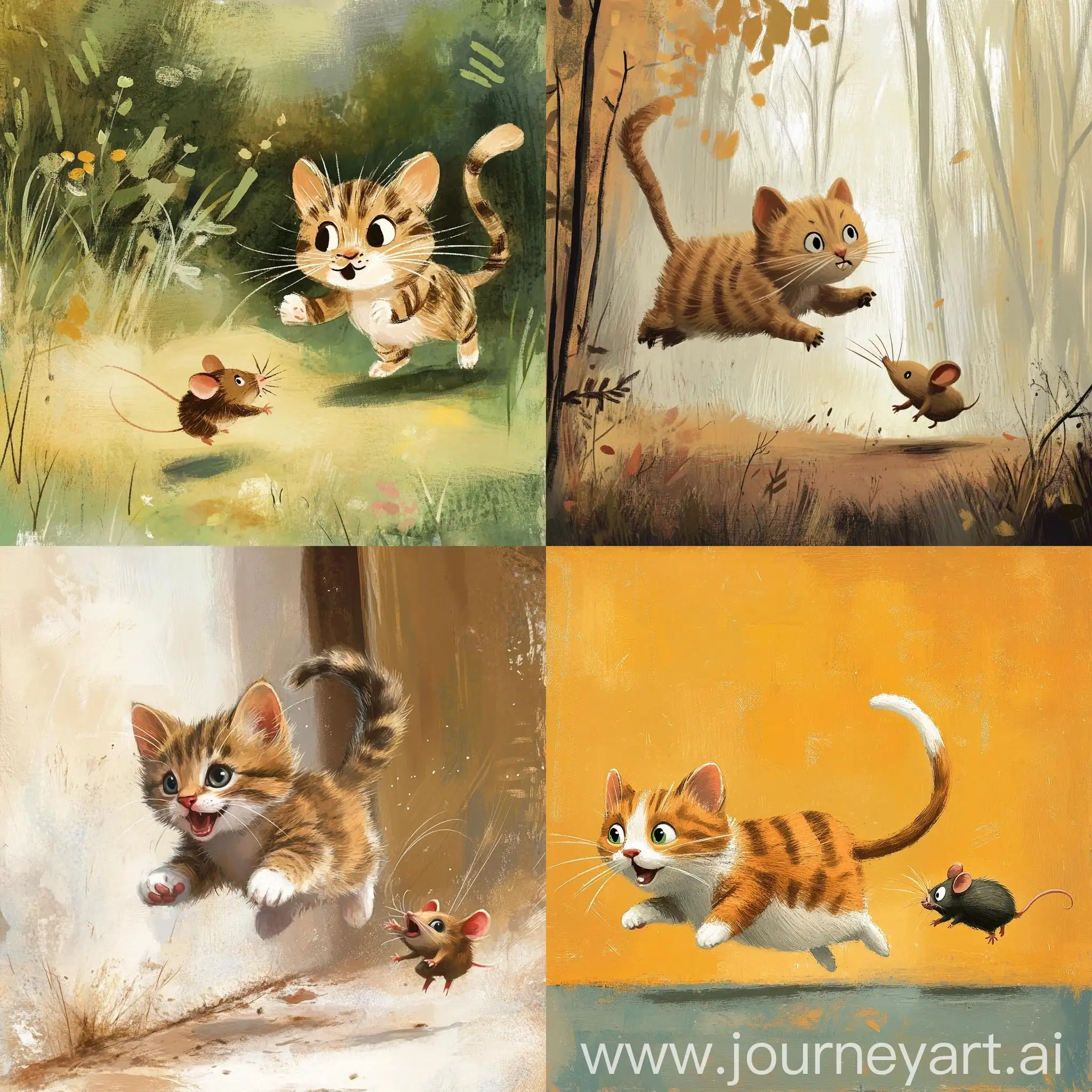 Cat-Chasing-Mouse-in-Childrens-Storybook-Style