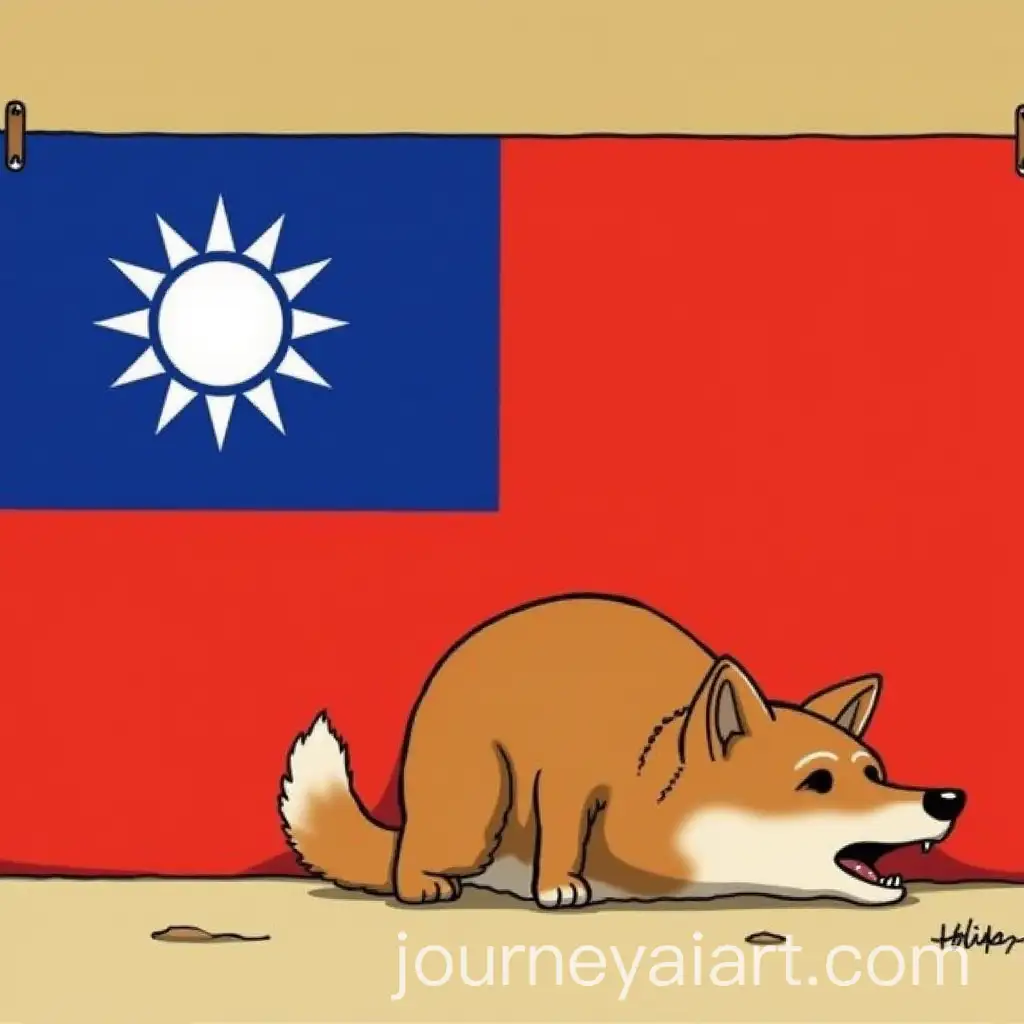 Shiba-Inu-Dog-Posing-on-Taiwan-Flag
