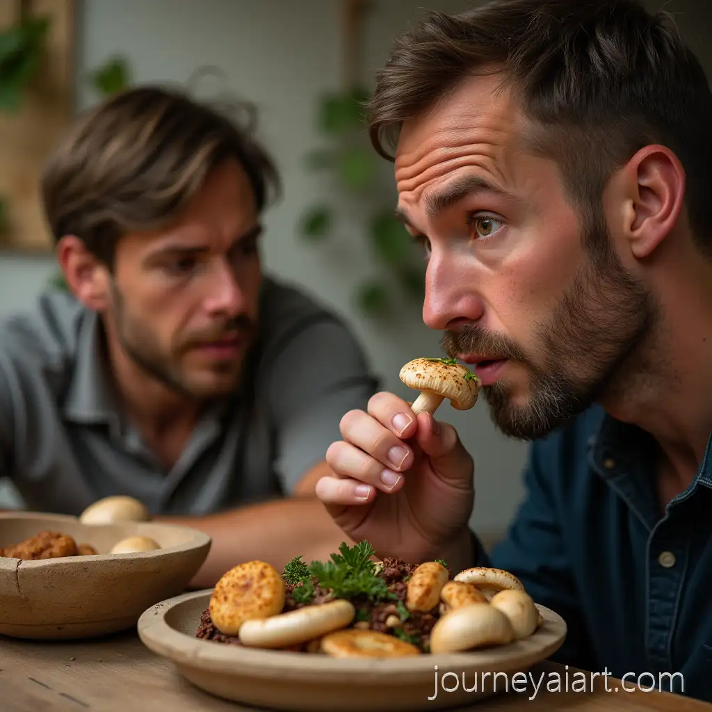 Brian-Maps-Watching-Ivan-Gay-Eat-Mushrooms-in-a-Cozy-Indoor-Setting