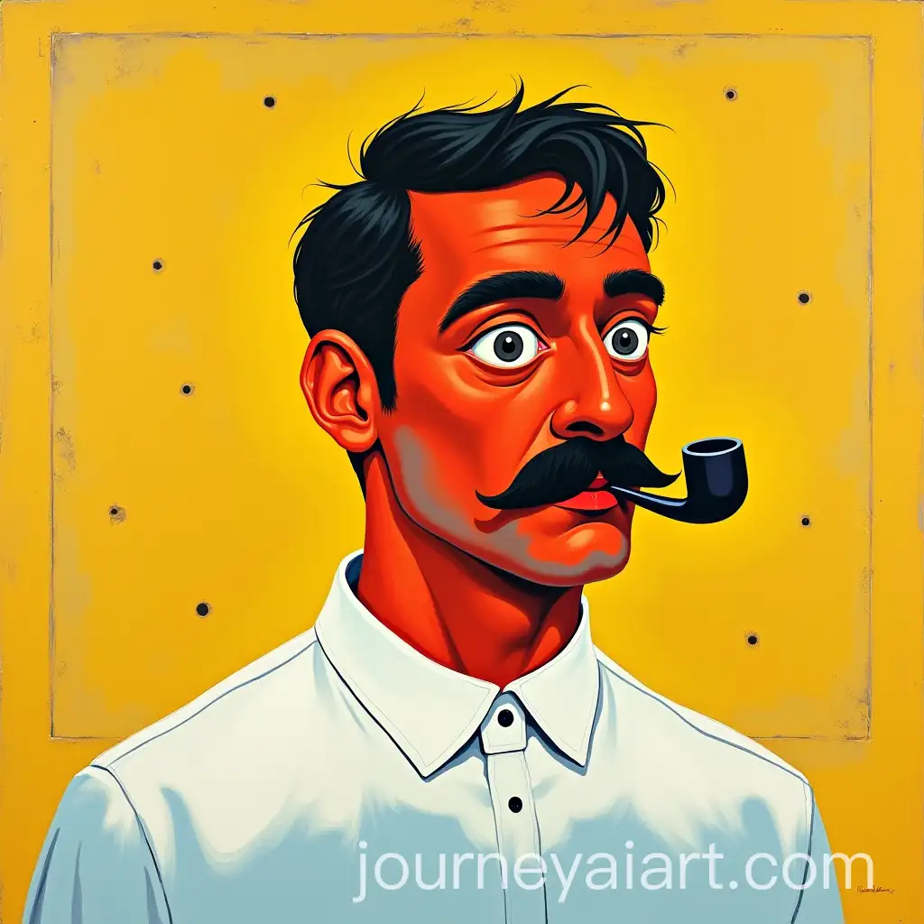 SelfPortrait-of-a-Man-with-Mustache-and-Pipe-in-Yellow-and-Black-Background