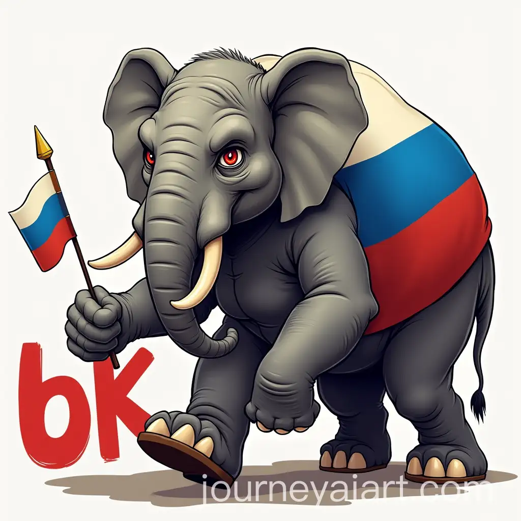 Anthropomorphic-Elephant-in-Russian-Flag-Stride