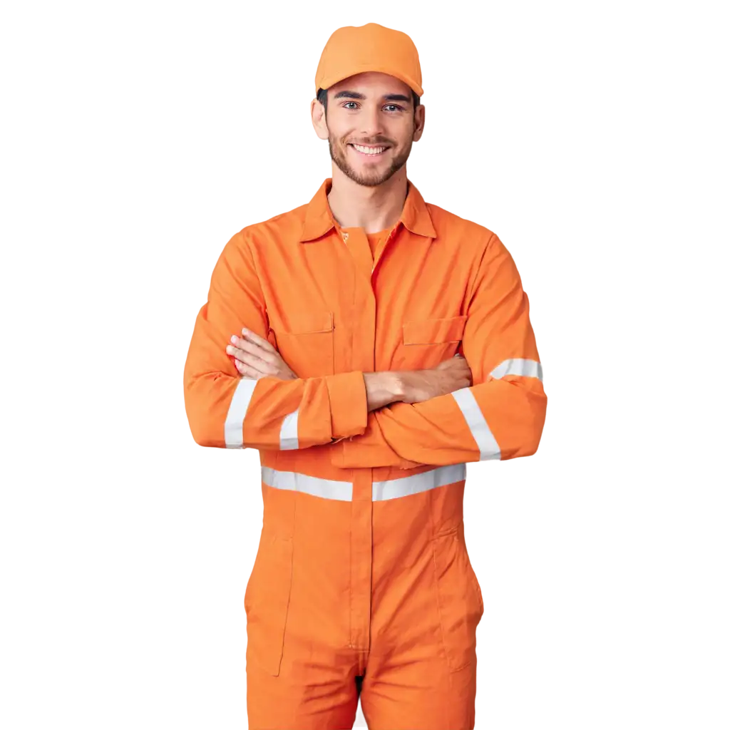 HighQuality-PNG-Portrait-of-a-Worker-Smiling-in-an-Orange-Jumpsuit-for-Various-Applications