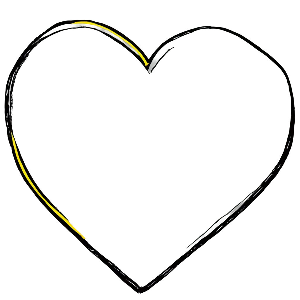 Black-Heart-with-Yellow-Border-PNG-Image-for-Versatile-Use