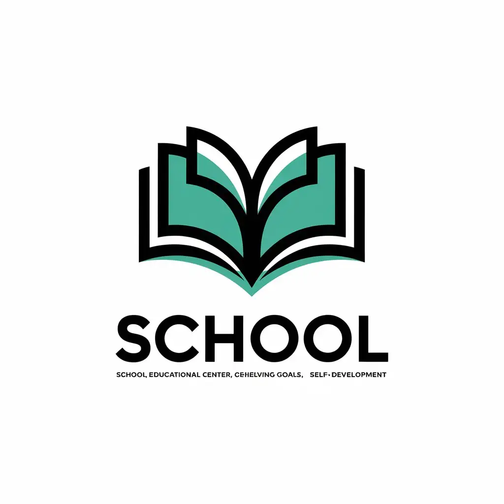 a vector logo design,with the text "School, educational center, development, achieving goals, self-development", main symbol:Book,Moderate,clear background