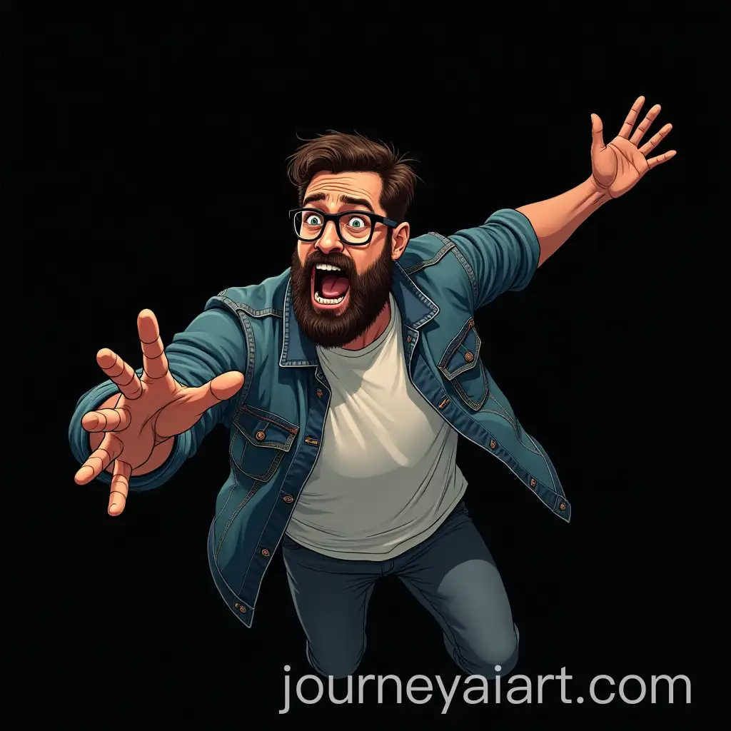 Terrified-Man-Falling-into-an-Abyss-with-Outstretched-Hand
