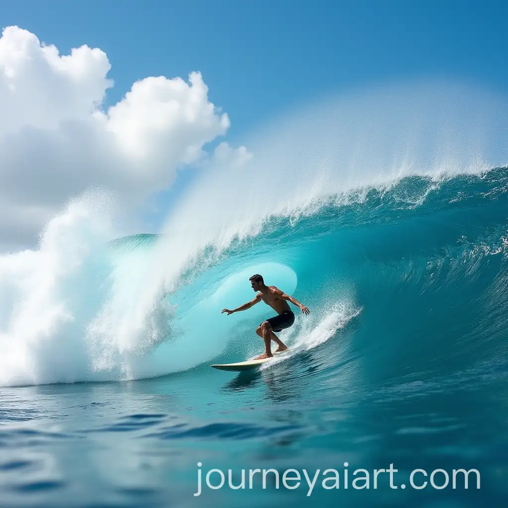 Surfer-Riding-Waves-in-Hawaiis-Tropical-Ocean