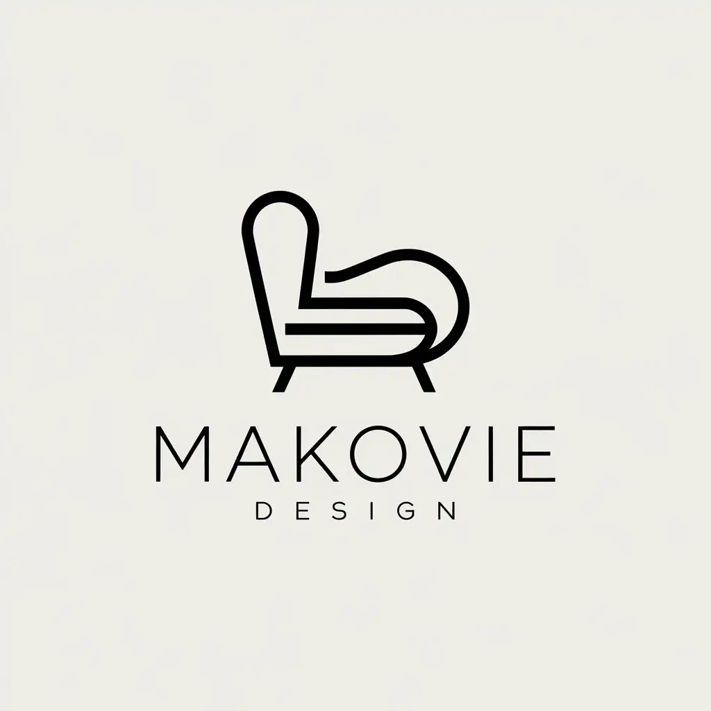 LOGO Design for MaKovie Design Stylish Chair Outline Symbolizing Interior Design