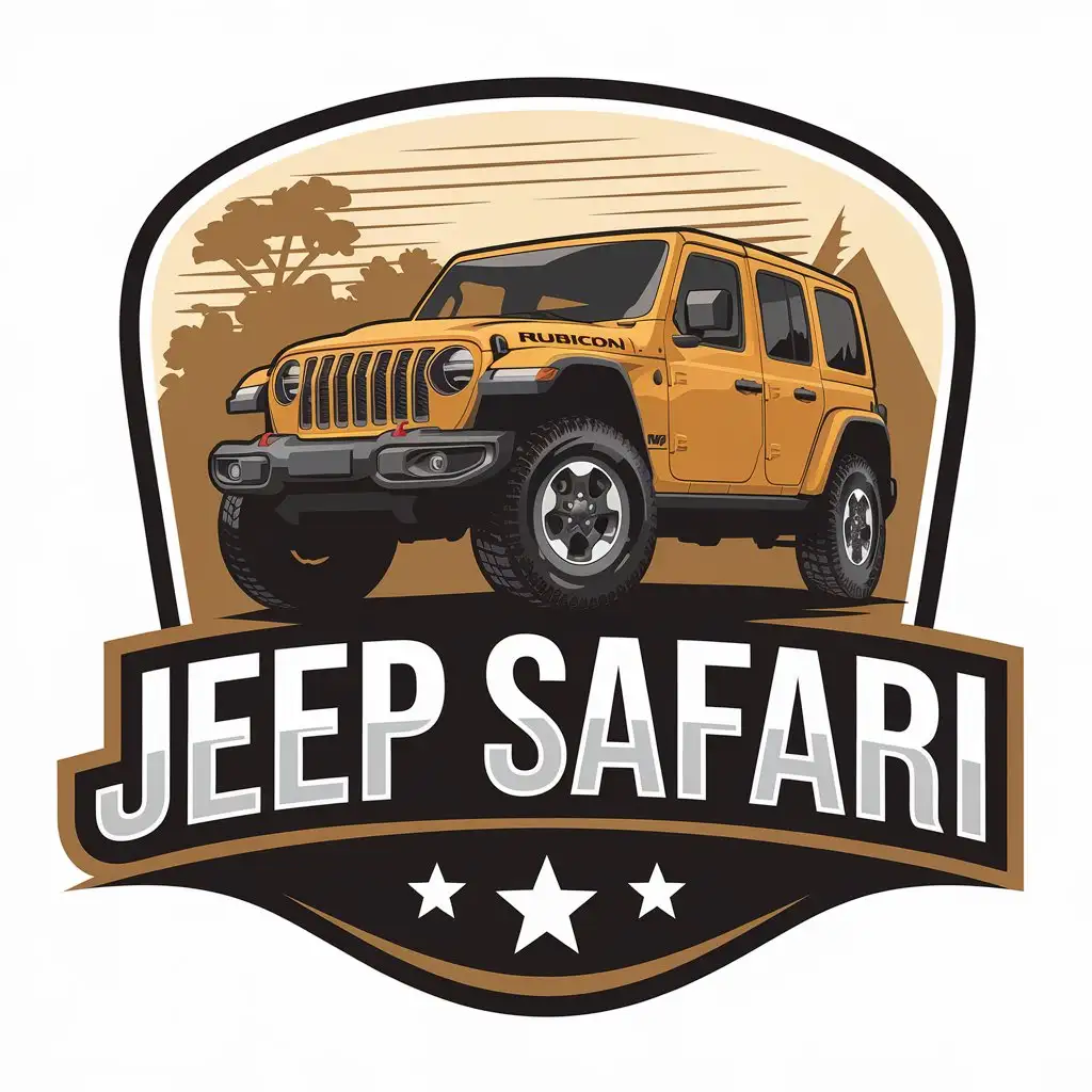 LOGO Design for JEEP SAFARI Jeep Rubicon with Travel Industry Theme