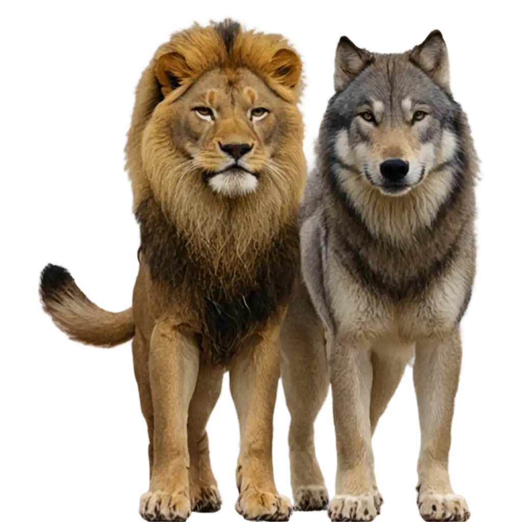 HighQuality-PNG-Image-of-a-Lion-and-Wolf-Artistic-Representation