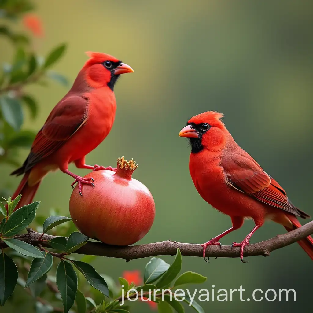 Pomegranate-Trees-with-Birds-Training-and-Playing-in-the-Garden