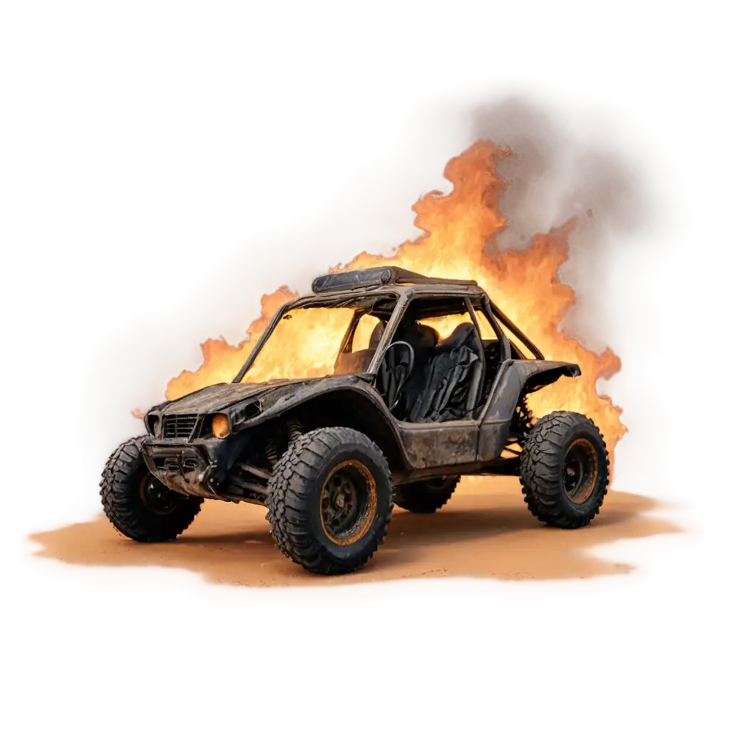 Realistic-DesertPNG-Image-Usage-Scenarios-Buggy-in-Flames-PNG-Dramatic-Cinematic-Fire-and-Desert-Scene