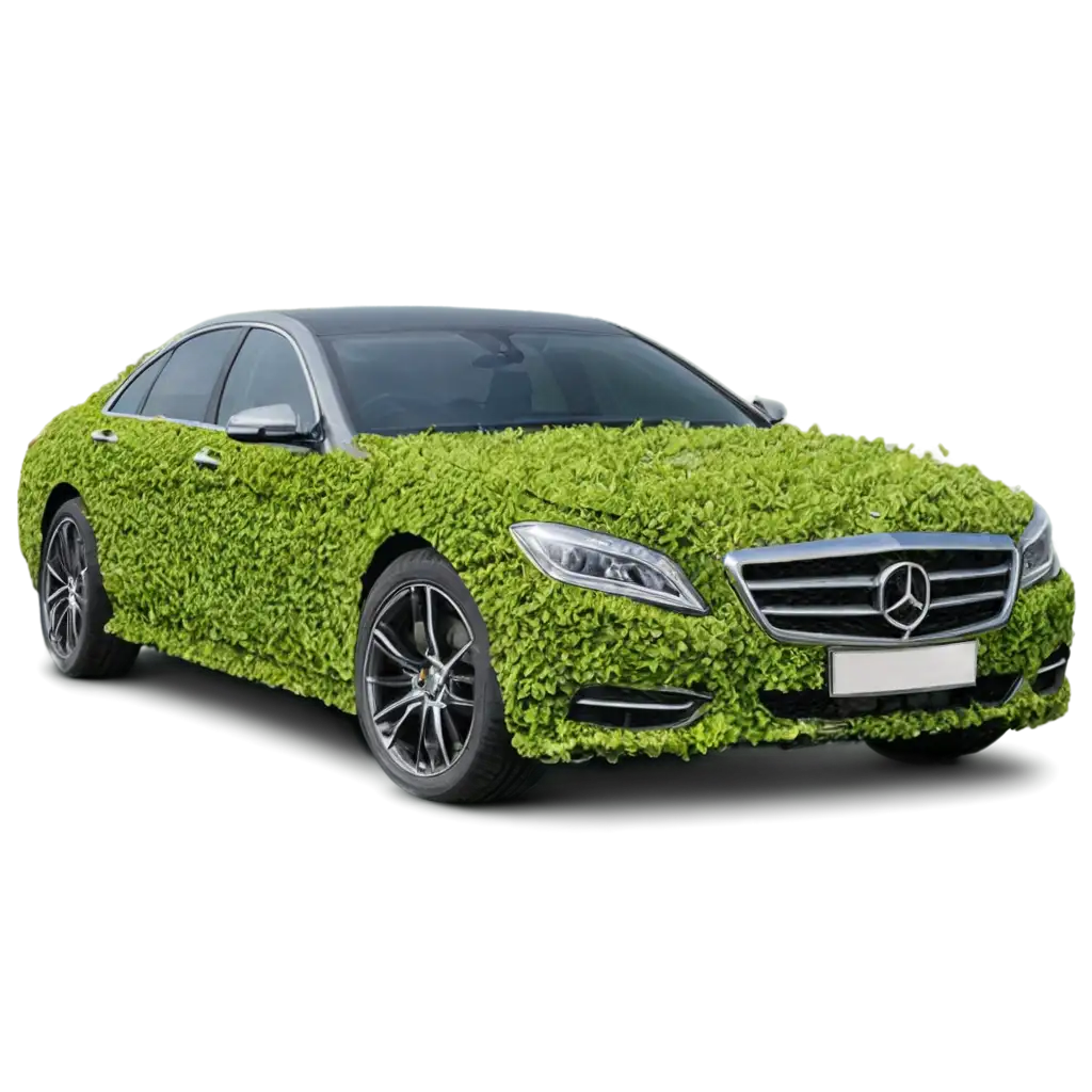 Luxury car covered with nature