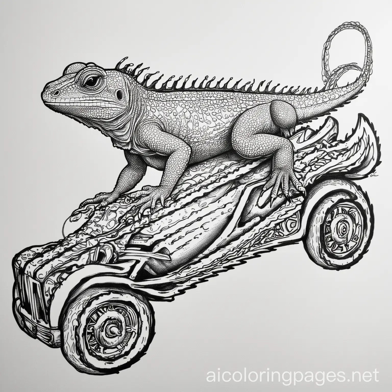 Lizard-Riding-Lowrider-Coloring-Page