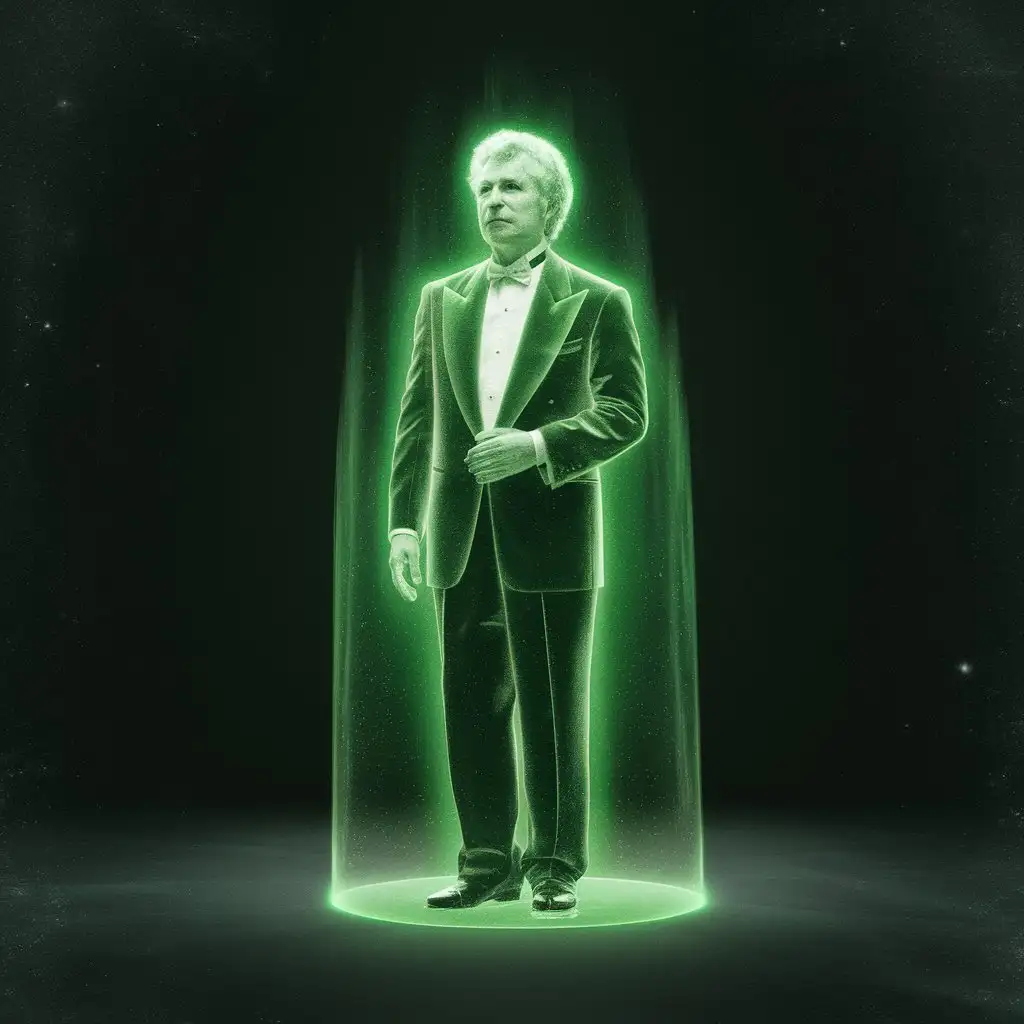 Hologram of Vladimir Horowitz Pianist in Glowing Green Transparent Color