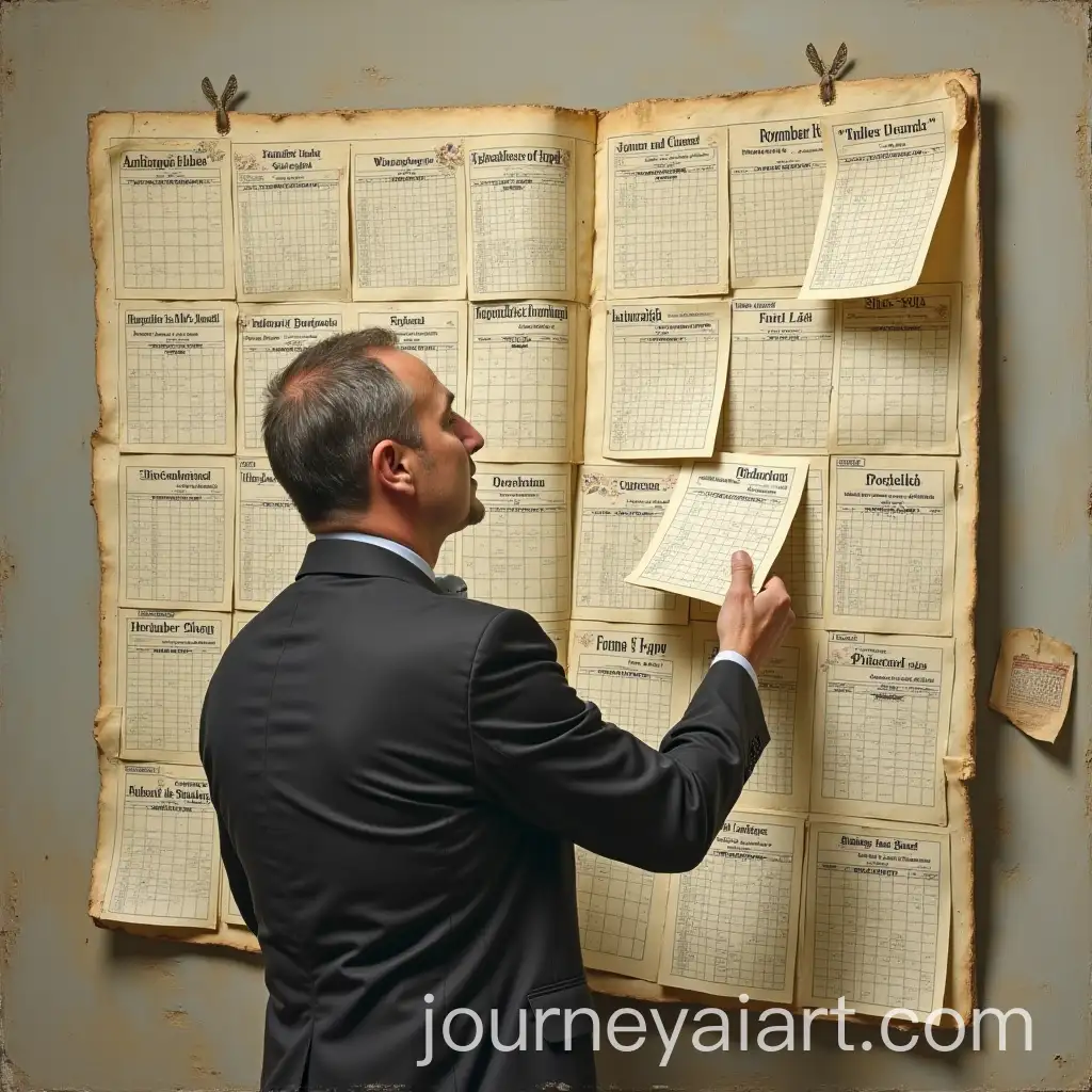 Man-Flipping-Through-Calendar-Reflection-and-Memory-Exploration