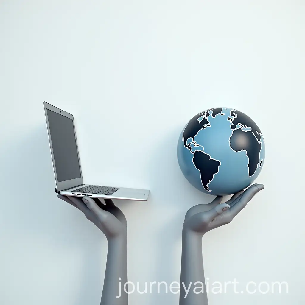 Hands-Holding-Laptop-and-Globe-Against-a-Bright-Background