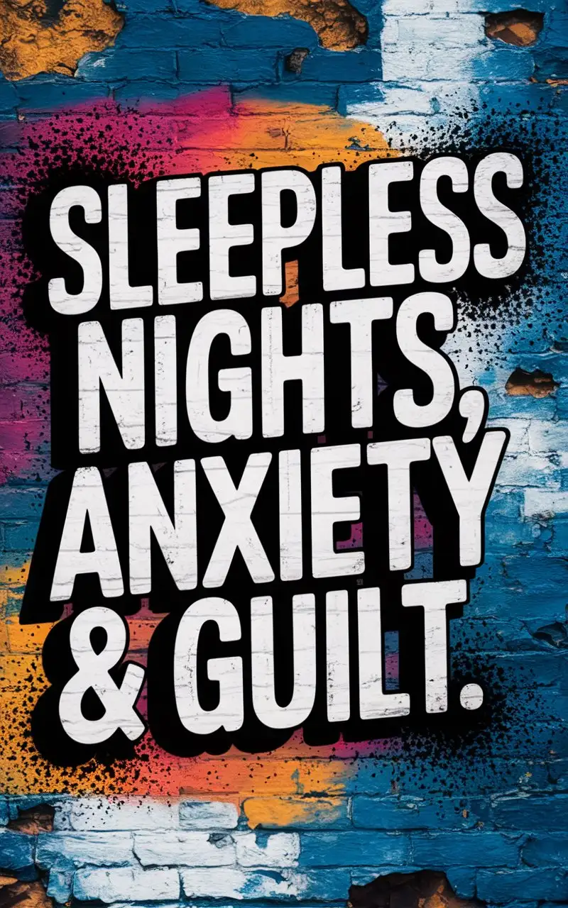 Typography with Graffiti Wall Background Expressing Sleepless Nights Anxiety and Guilt