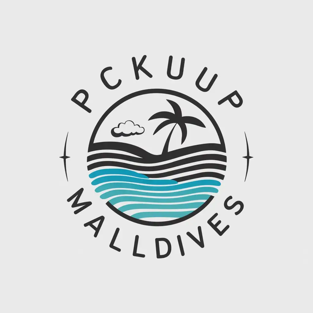 LOGO-Design-For-PickupMaldives-Tropical-Paradise-Theme-with-Palm-Trees-and-Wave-Accents