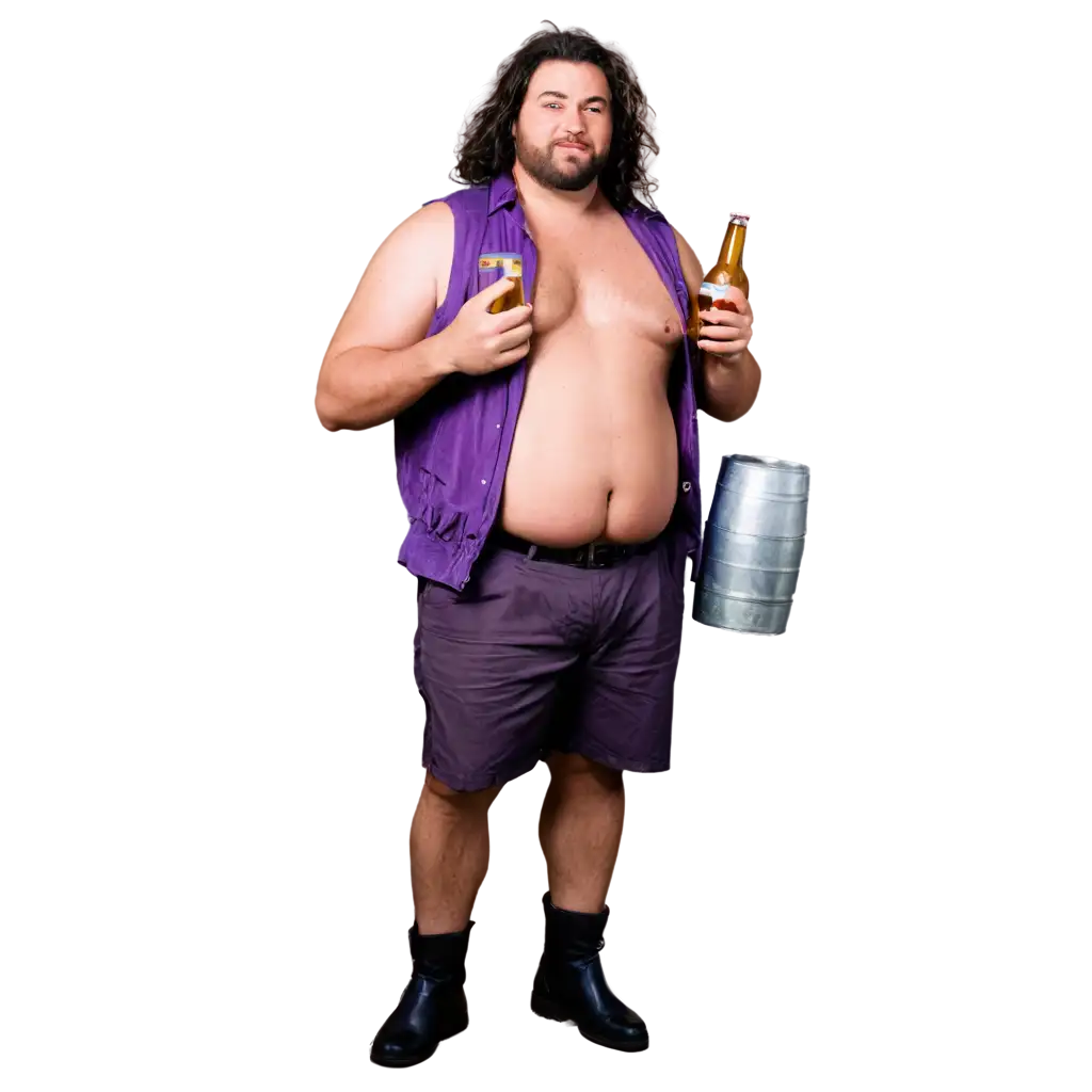 PNG-Comic-Image-of-a-Fat-Man-in-Purple-Bra-Drinking-Beer-HighQuality-Illustration-for-Diverse-Uses