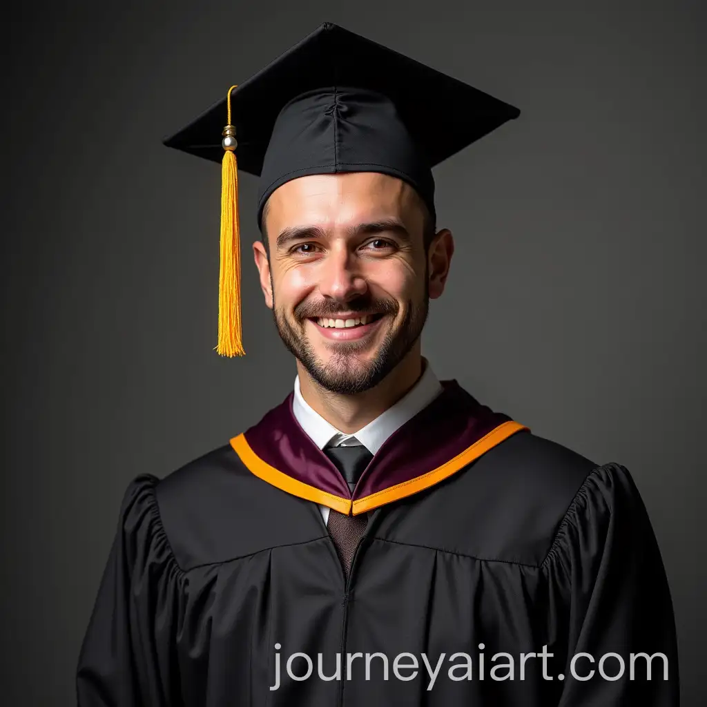 Man-Wearing-Graduation-Gown-in-Celebration-Moment