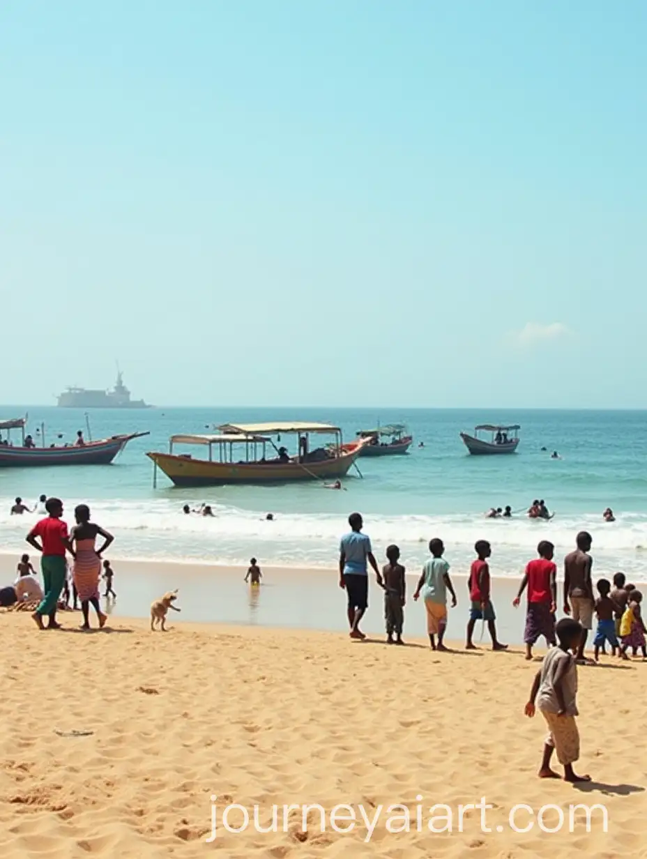 SomAI-Art-Prompt-Expansionali-Families-Enjoying-Sun-on-Liido-Beach-with-Traditional-Fishing-Boats-in-Background