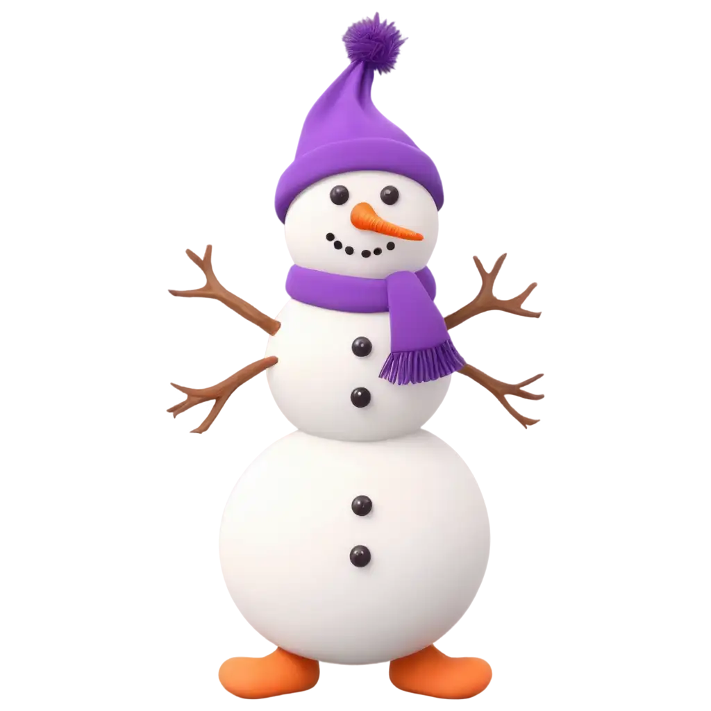 Cute-Cartoon-Snowman-with-Purple-Hat-HighQuality-PNG-Image-for-Versatile-Use