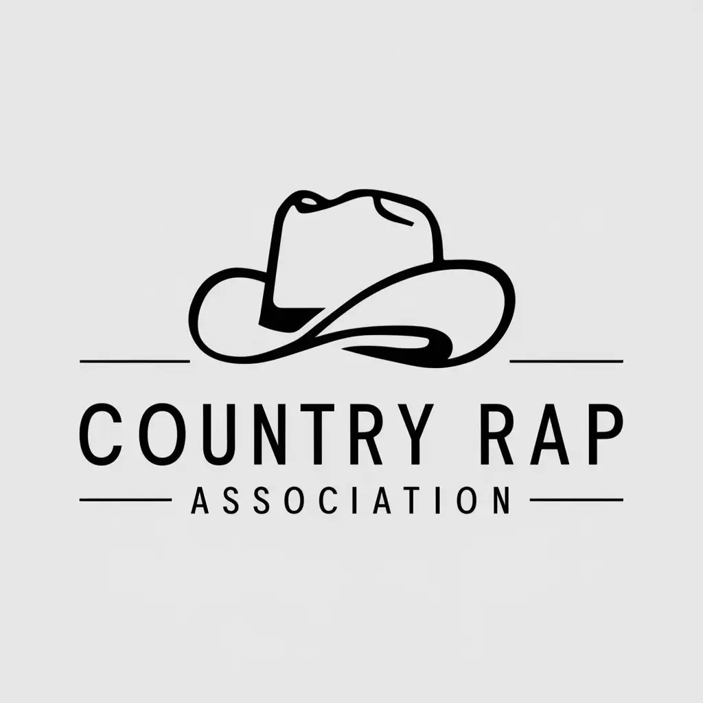 LOGO Design for Country Rap Association Minimalistic Cowboy Hat Theme for Entertainment Industry