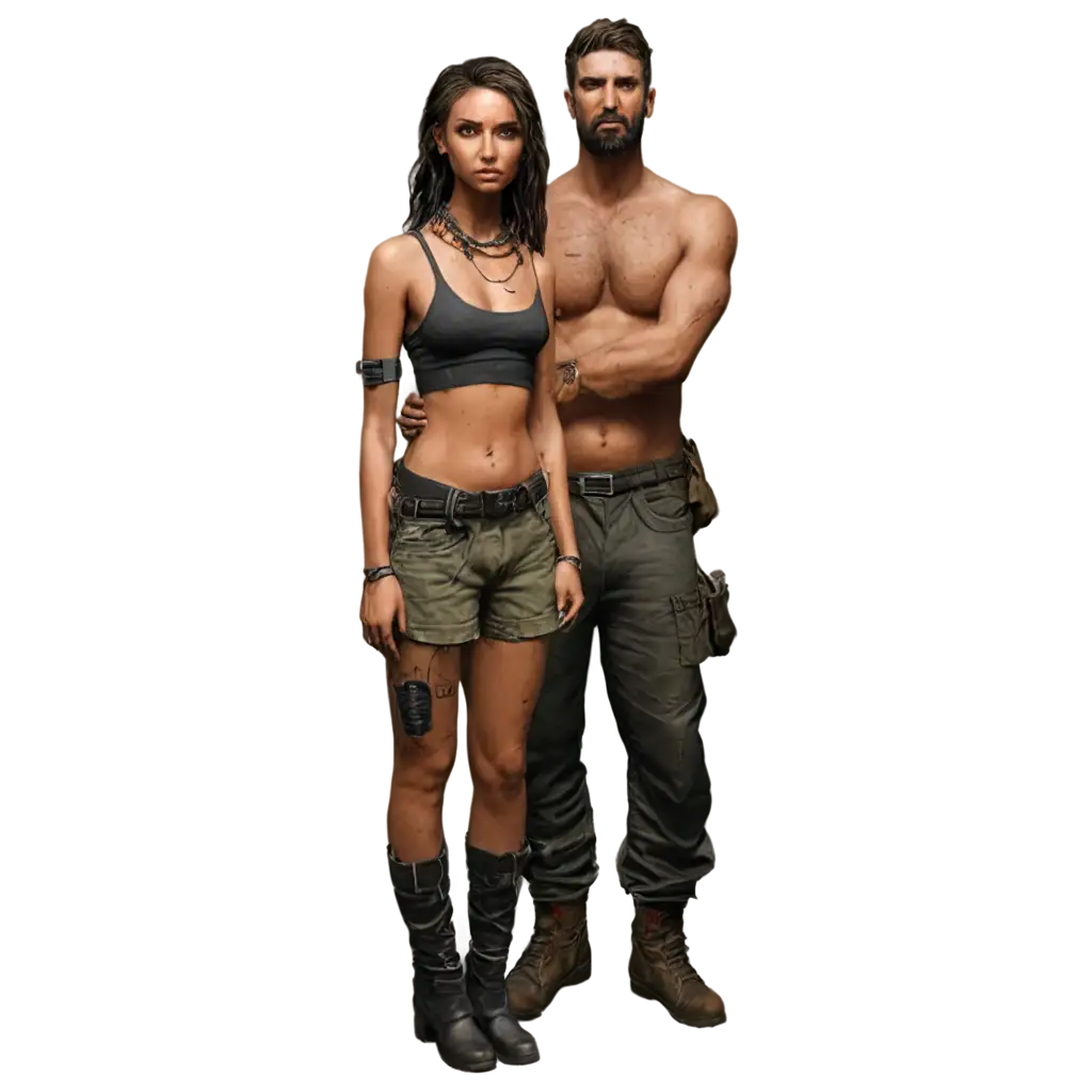 Post-apocalyptic scenario with a survivor couple