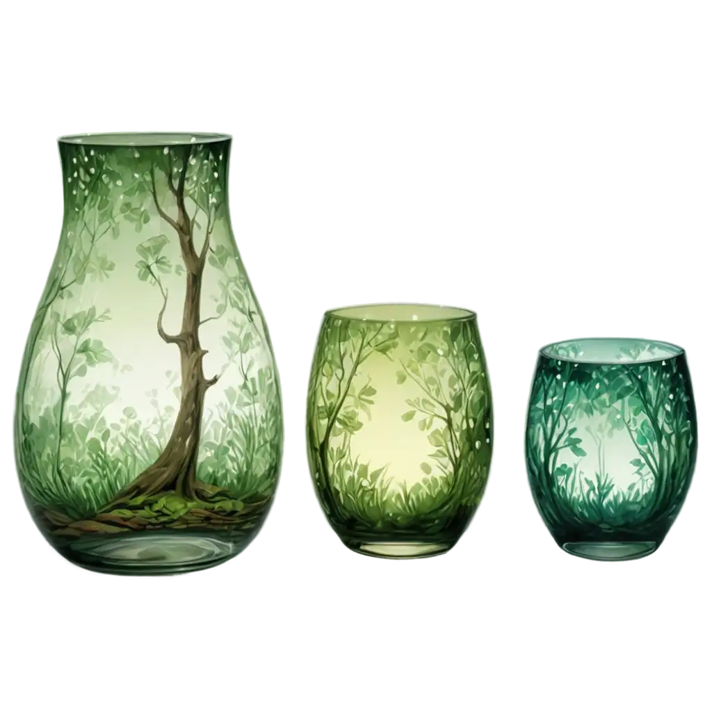 Enchanted Forest: Illustrate a glass held by a whimsical creature or character, surrounded by a lush, enchanted forest. The glass could be emitting a soft, magical glow that illuminates the surrounding foliage.