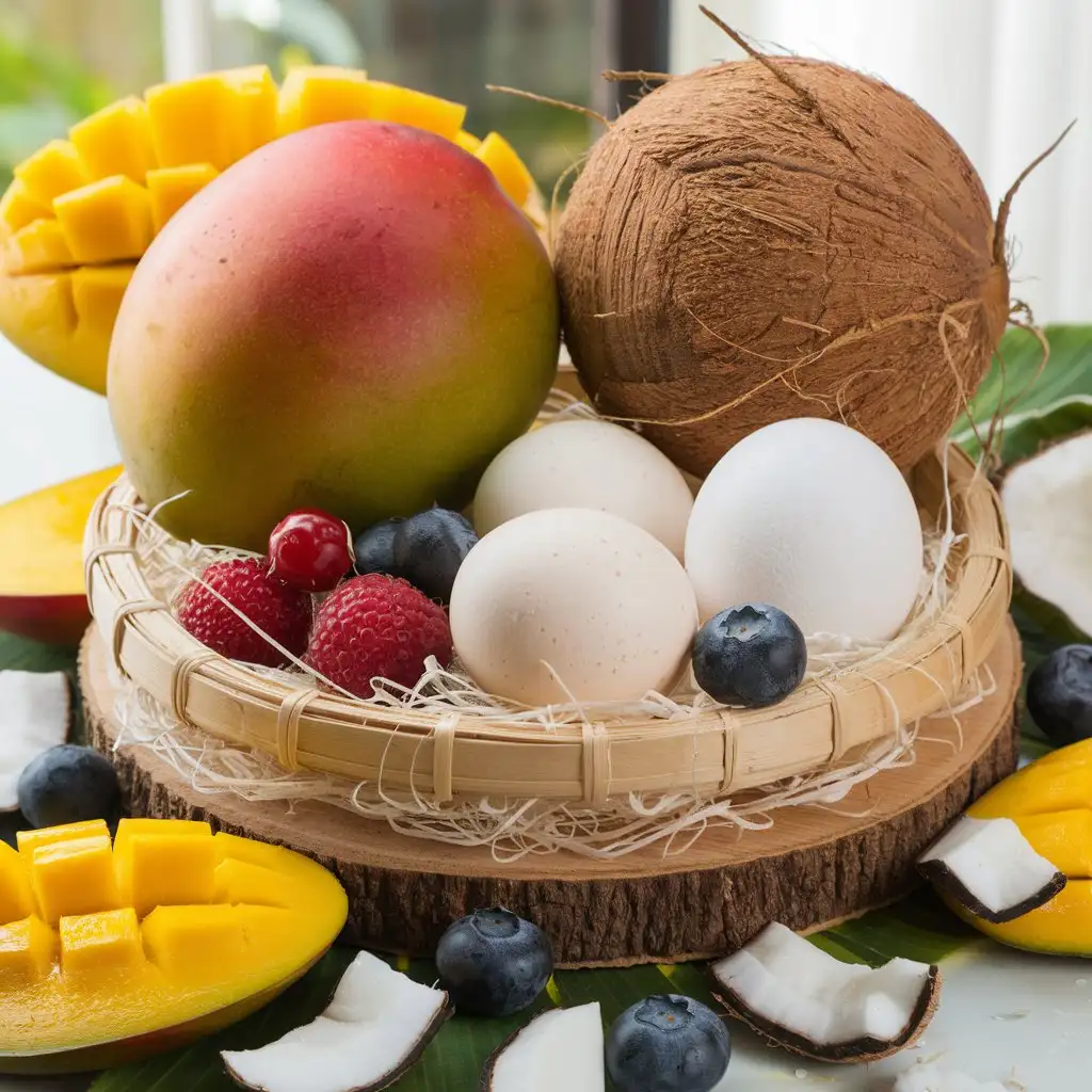 Fresh-Tropical-Fruit-Arrangement-with-Mango-Coconut-Berries-and-Eggs