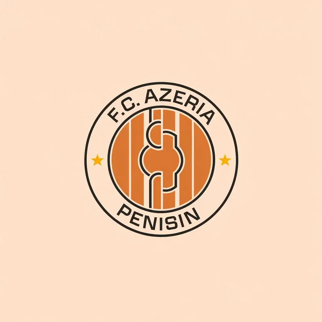 LOGO Design for FC Azeria Penisin Vertical Stripes with Orange Background Black Yellow Details Minimalistic Style