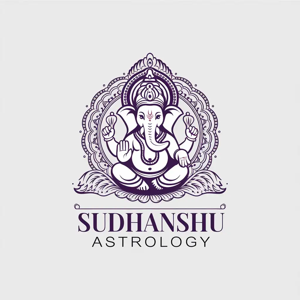 LOGO Design for Sudhanshu Astrology Vector Logo with Ganesha Symbol for Religious Industry