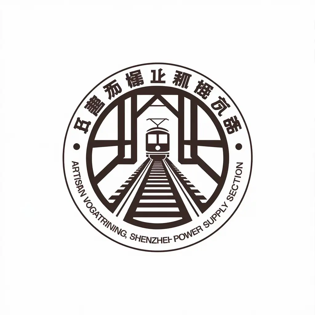 a vector logo design,with the text "Artisan vocational training, Shenzhen power supply section", main symbol:railway, third rail, tram/train,Moderate,clear background