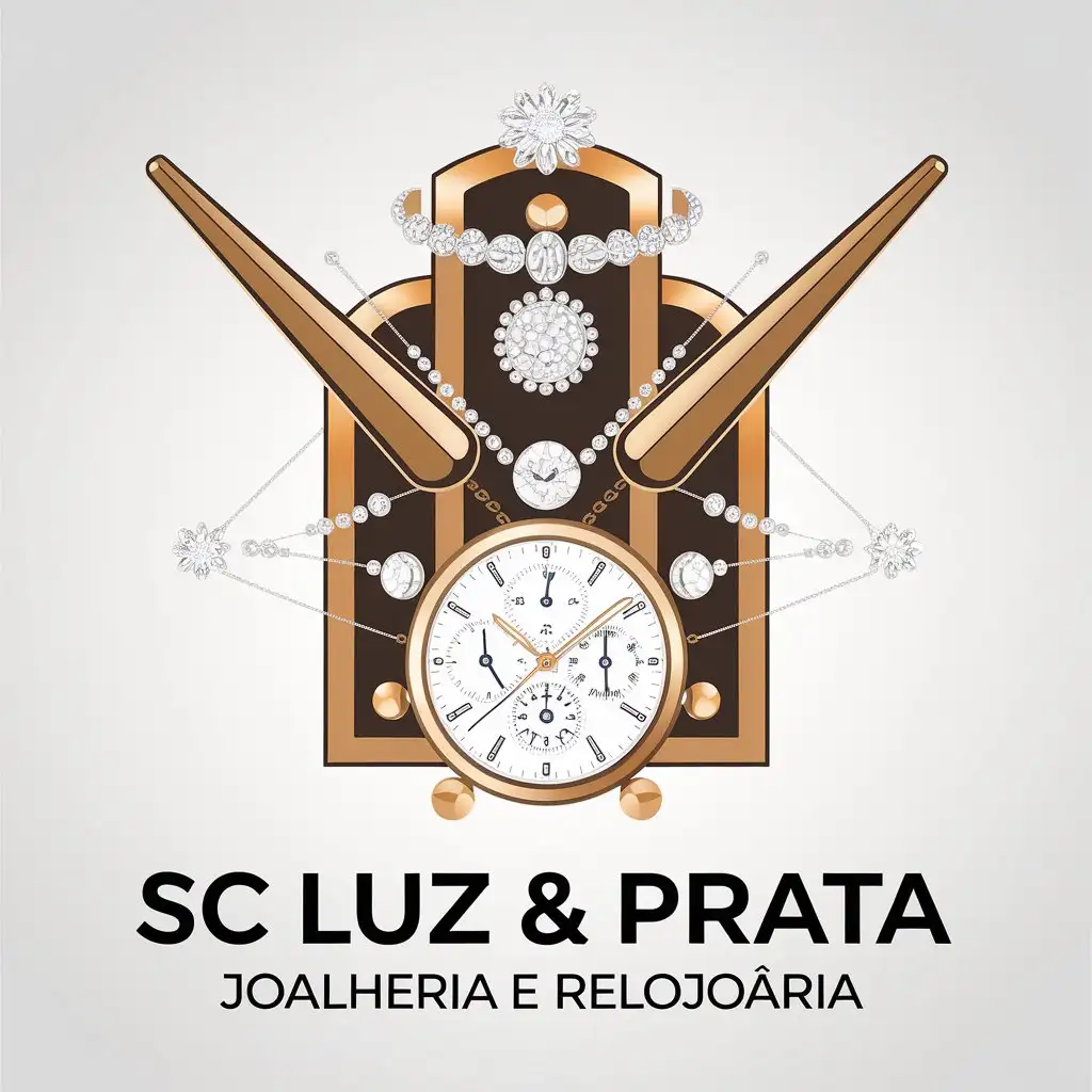 LOGO Design for SC Luz Prata Jewelry and Watchmaking Elegant Symbolism on Clear Background