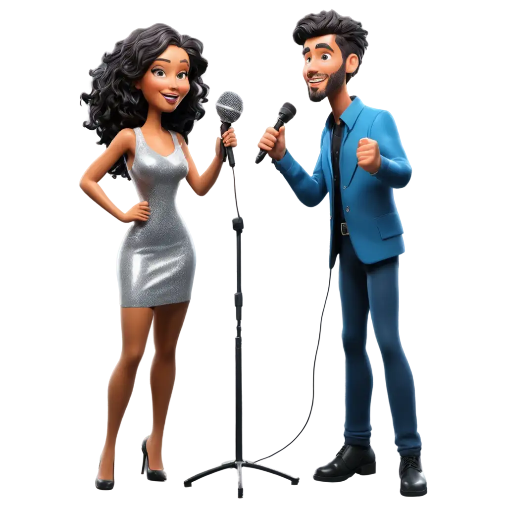 Dynamic-Cartoon-Karaoke-Singers-PNG-Image-with-Stage-Lighting-and-Disco-Ball